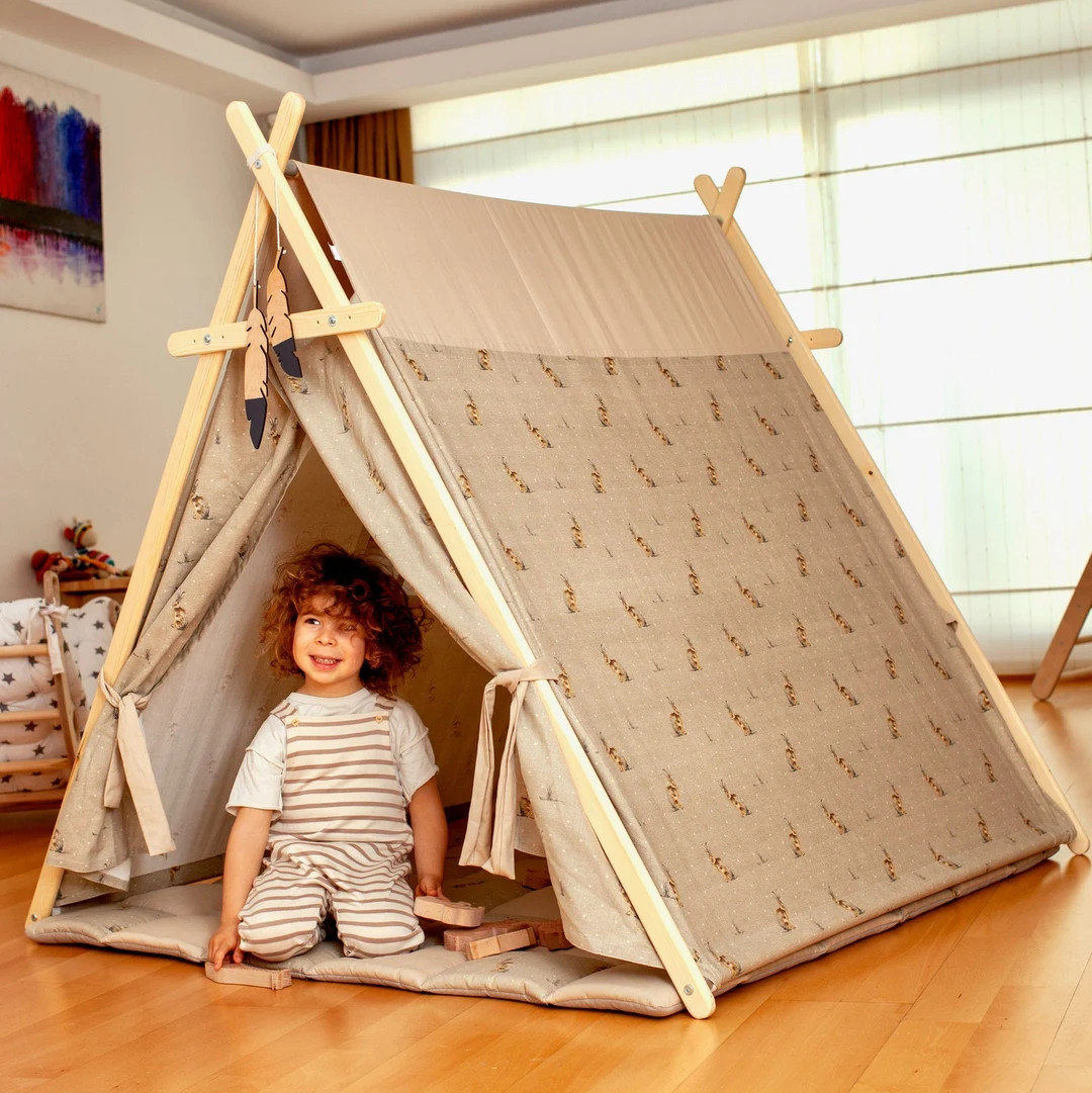 Play Tent for Toddler, Indoor Canvas Sensory Tipi Tent, Baby Playing Tent - Etsy | Etsy (US)