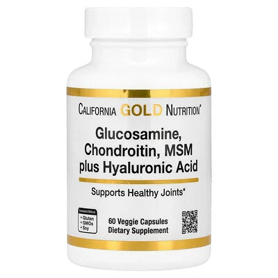 California Gold Nutrition, Glucosamine, Chondroitin, MSM plus Hyaluronic Acid, 60 Veggie Capsules | iHerb
