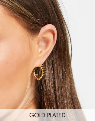 ASOS DESIGN 14k gold plated 20mm hoop earrings in ridge design | ASOS (Global)