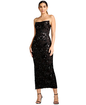 Women's Strapless Corset Sequin Midi Dress | Macy's