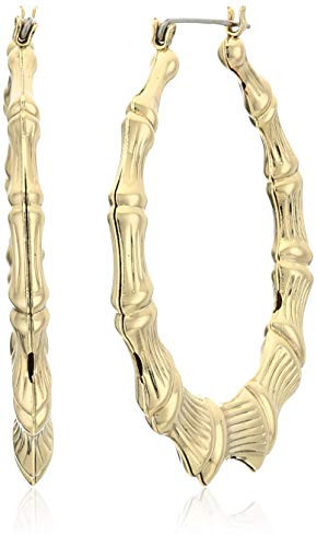 Betsey Johnson Large Nickel Bamboo Hoop Earrings | Amazon (US)