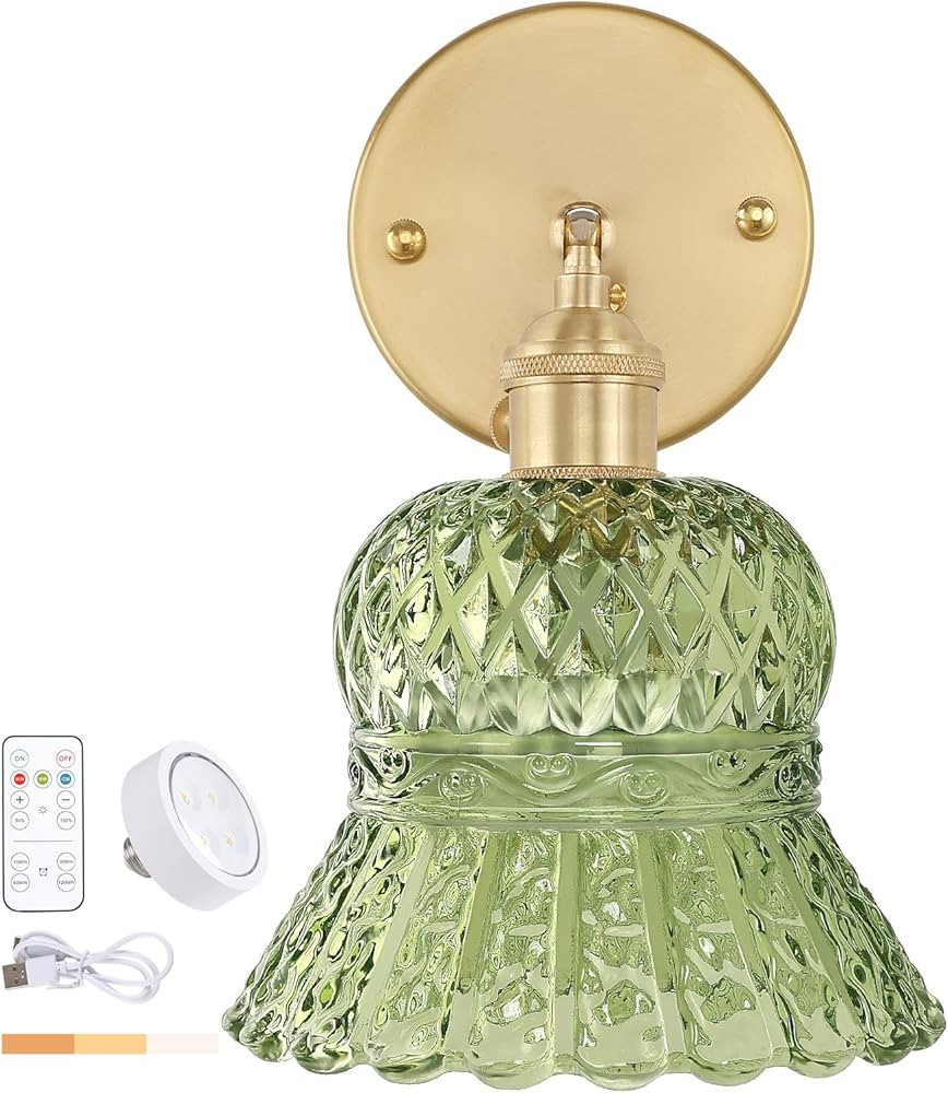 Vintage Battery Operated Wall Sconce, Rechargeable Battery Powered Wall Sconces with Remote Contr... | Amazon (US)