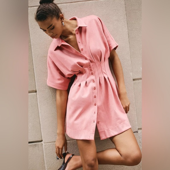 Anthropologie The Tobie Faux-Suede Mini Shirt Dress by Exquise | Poshmark