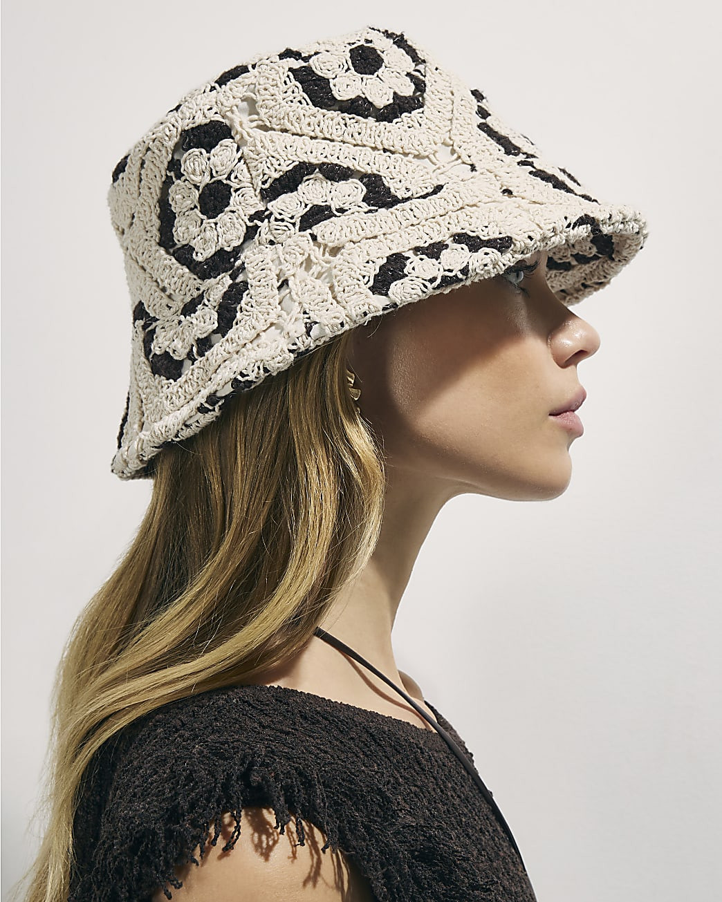 Cream Crochet Bucket Hat | River Island UK & IE
