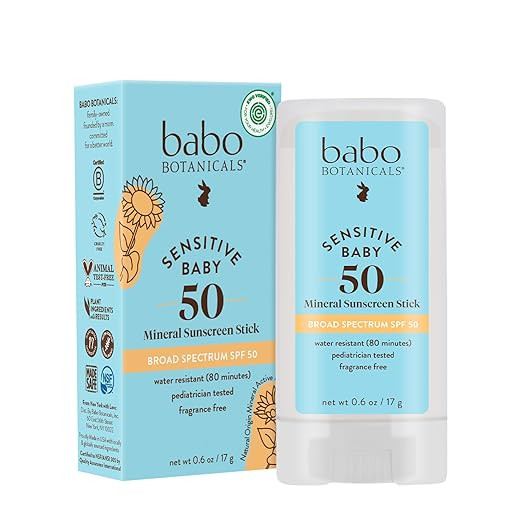 BABO Botanicals Sensitive Baby Mineral Sunscreen Stick SPF 50-70% Organic Ingredients - Zinc Oxid... | Amazon (US)