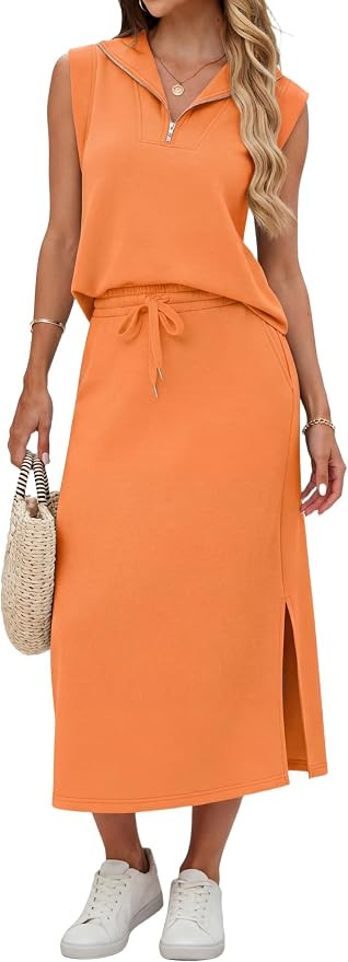 Lepunuo Skirt Sets Women Two Piece Outfits Summer Casual Maxi Skirt Set | Amazon (US)