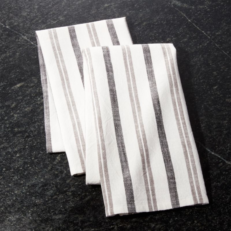 Farmhouse Grey Stripe Dish Towels, Set of 2 + Reviews | Crate and Barrel | Crate & Barrel