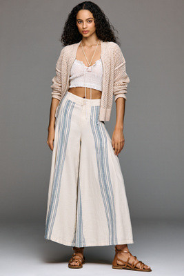 Pilcro Linen Cotton Skirty Sailor Pants | Anthropologie (US)