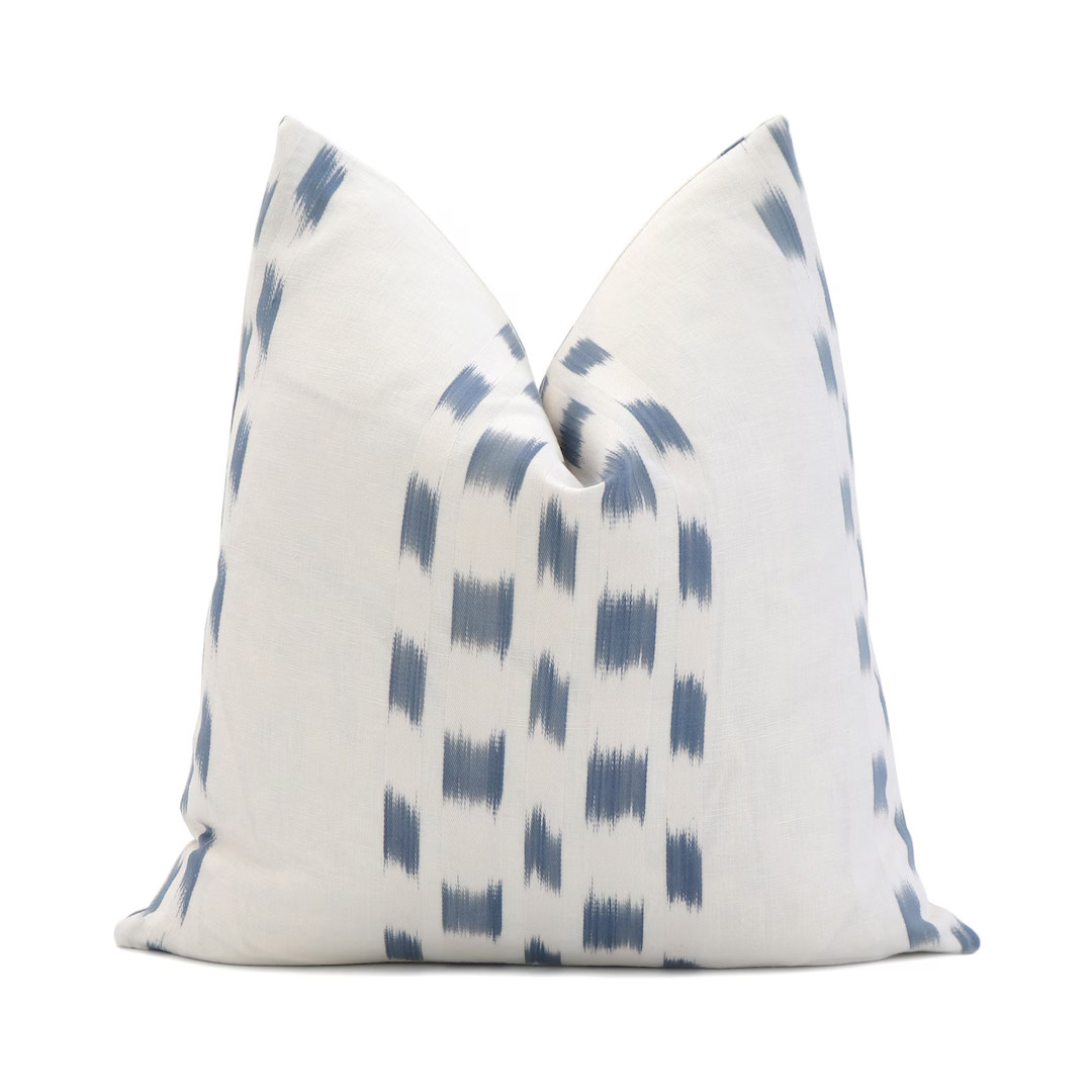 Schumacher Izmir Stripe Sky Blue Throw Pillow Cover With Gold Zipper, Linen Designer, Euro Sham I... | Etsy (US)