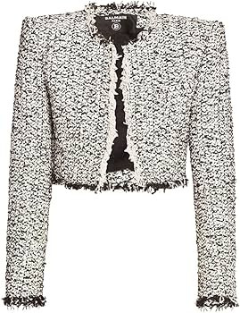 Amazon.com: Balmain, Tweed Crop Jacket, 36 (4), Noir Blanc : Amazon Luxury | Amazon (US)