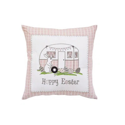 17" X 17" Light Pink Checkered Easter Bunny Camper Throw Pillow | Wayfair North America