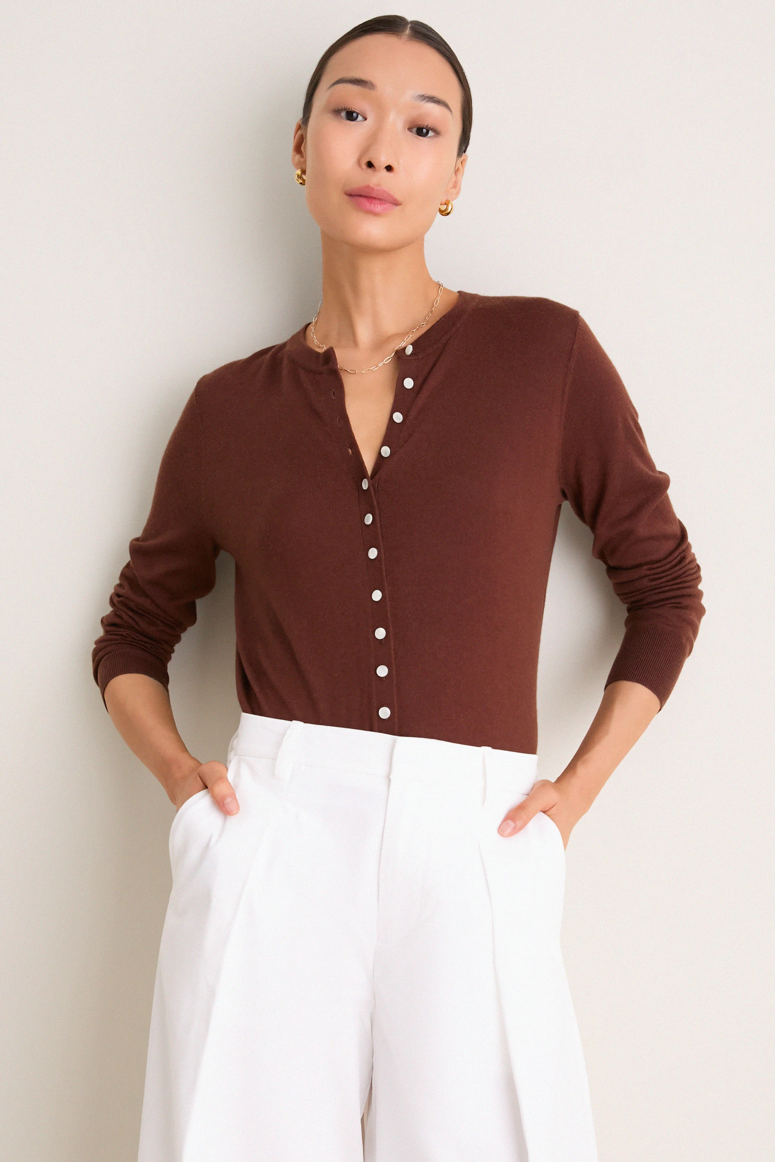 Mahogany Cashmere Silk Spencer Cardigan | Tuckernuck (US)