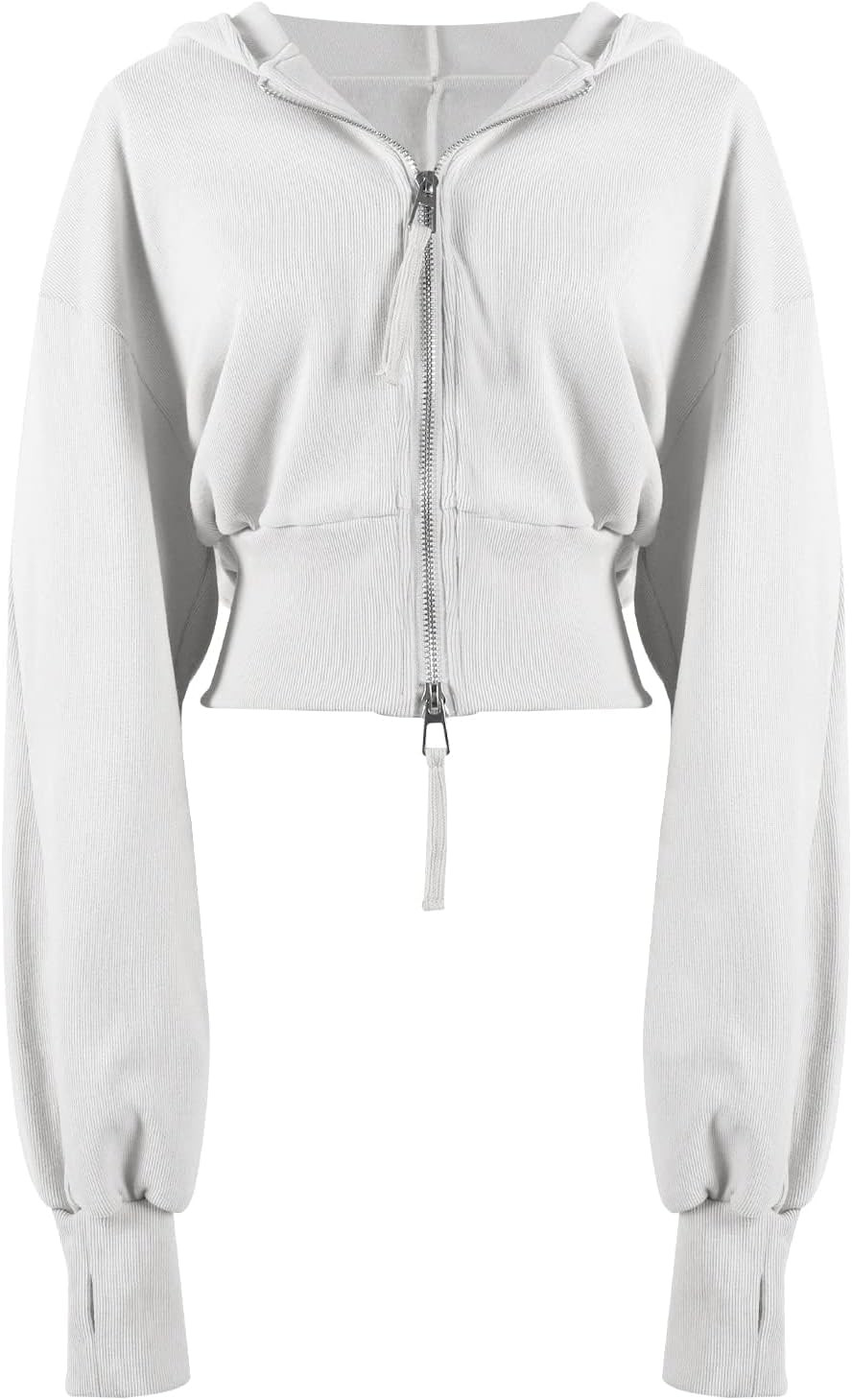 Arssm Cropped Hoodie Women Zip Up Long Sleeve Sweatshirts Casual Fashion Hooded Workout Jacket Crop Top | Amazon (US)