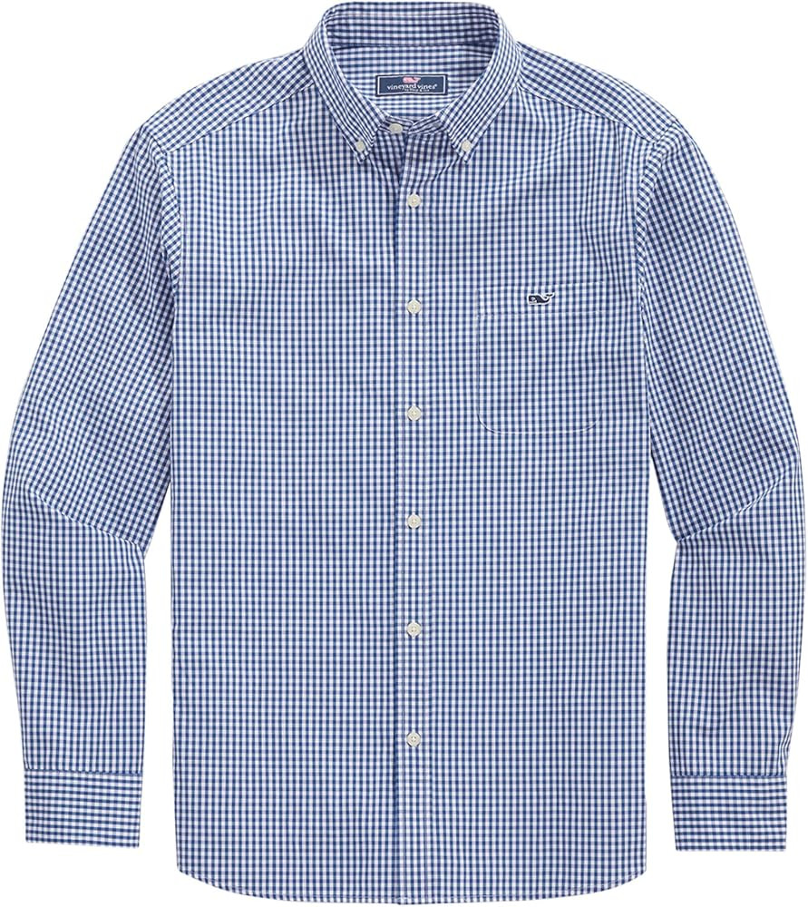 vineyard vines Men's Gingham Stretch Poplin Shirt | Amazon (US)