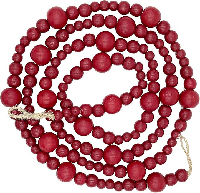 Farmhouse Beads 7ft Wood Bead Garland with Christmas Tree Holiday Decorations Rustic Country Dec... | Amazon (US)