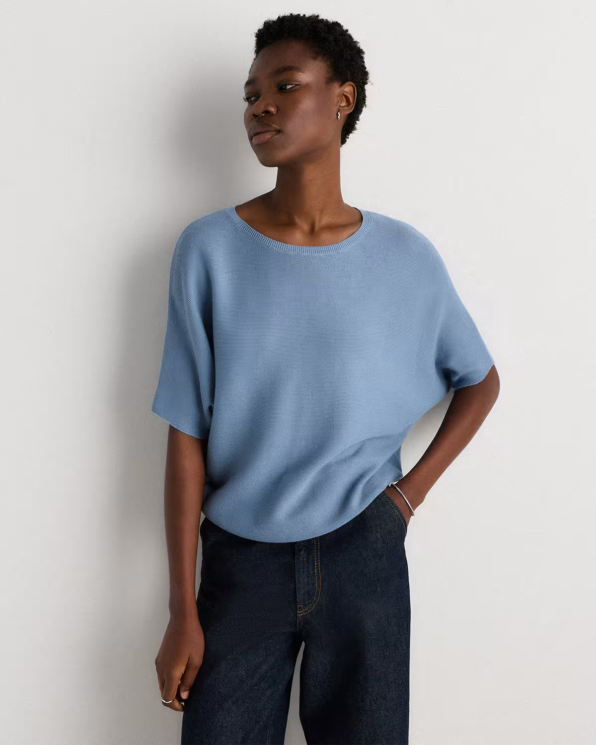 Lightweight Cotton Cashmere Link-Stitch Dolman Sweater | Quince