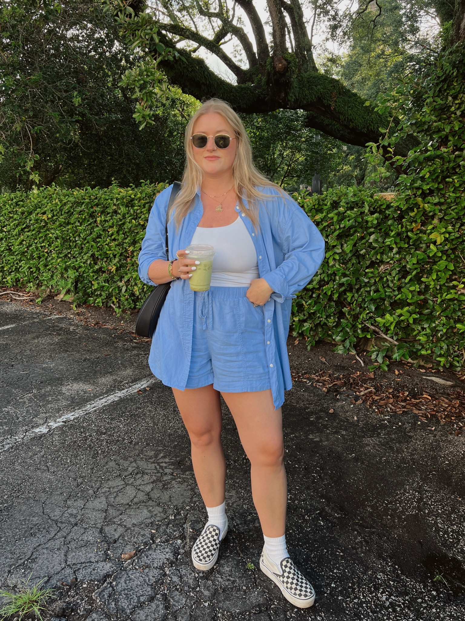 matching set, checkered vans, casual outfit, summer outfit, affordable finds, midsize style, universal thread, target style, jw pei saddle bag, sojos sunglasses 

#LTKMidsize #LTKFindsUnder100 #LTKStyleTip