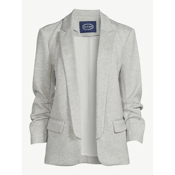 Scoop Women's Scuba Blazer with Scrunch Sleeves - Walmart.com | Walmart (US)