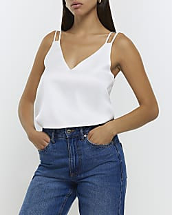 White double strap cami top | River Island (UK & IE)