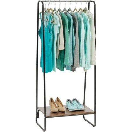 IRIS USA Clothing Rack Clothes Rack with Wood Shelf Freestanding Clothing Rack Easy to Assemble Garm | Walmart (US)