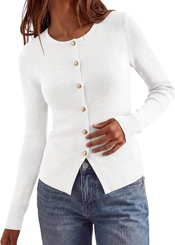 PRETTYGARDEN Long Sleeve Button Front Cardigan Sweaters for Women Fall Tops | Amazon (US)