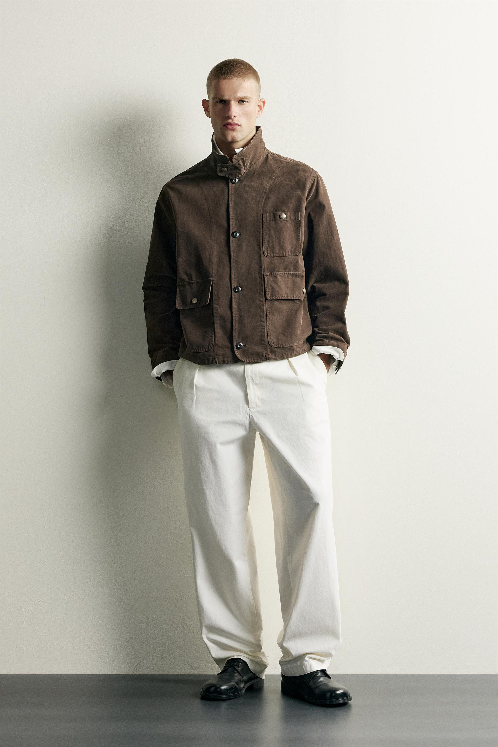 Zara - Corduroy Collar Pocket Jacket - Brown - S - Man | Zara US
