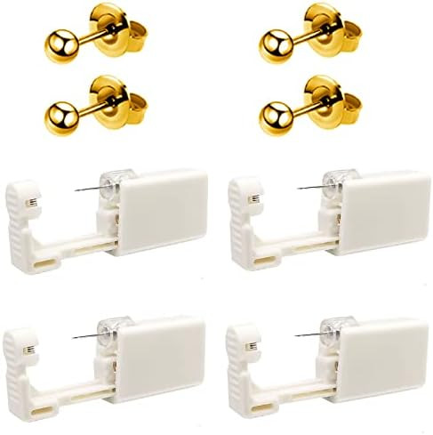 4 Pack Self Ear Piercing Gun, Disposable Self Ear Piercing Gun Kit with Earring Studs Safety Ear Pie | Amazon (US)