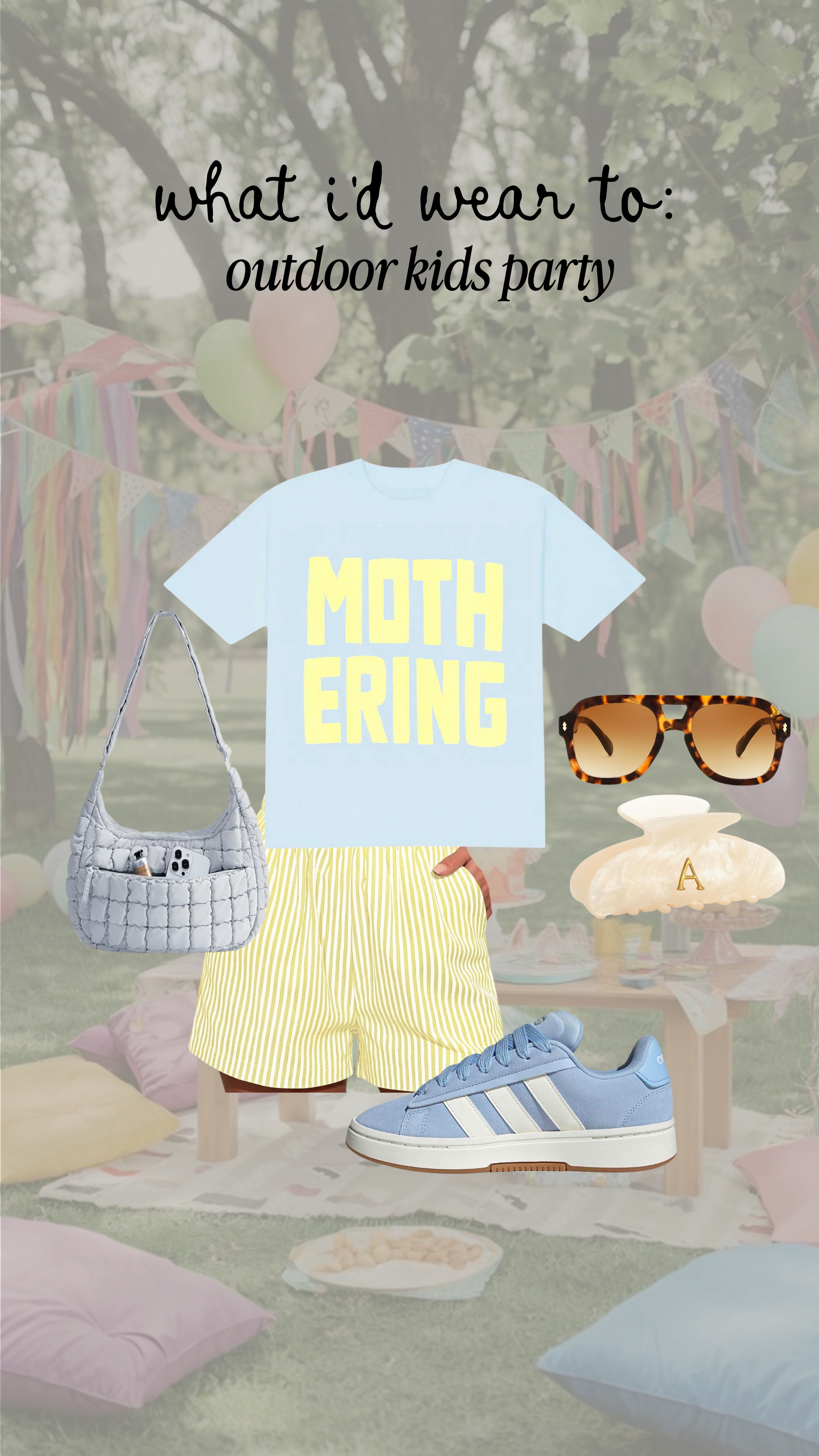 The perfect comfy-cute outfit to wear at a kids party this summer! Obsessed with this graphic tee!

adidas sneakers, sunglasses, claw clip 

 #LTKgrwm #LTKootd #LTKMidsize