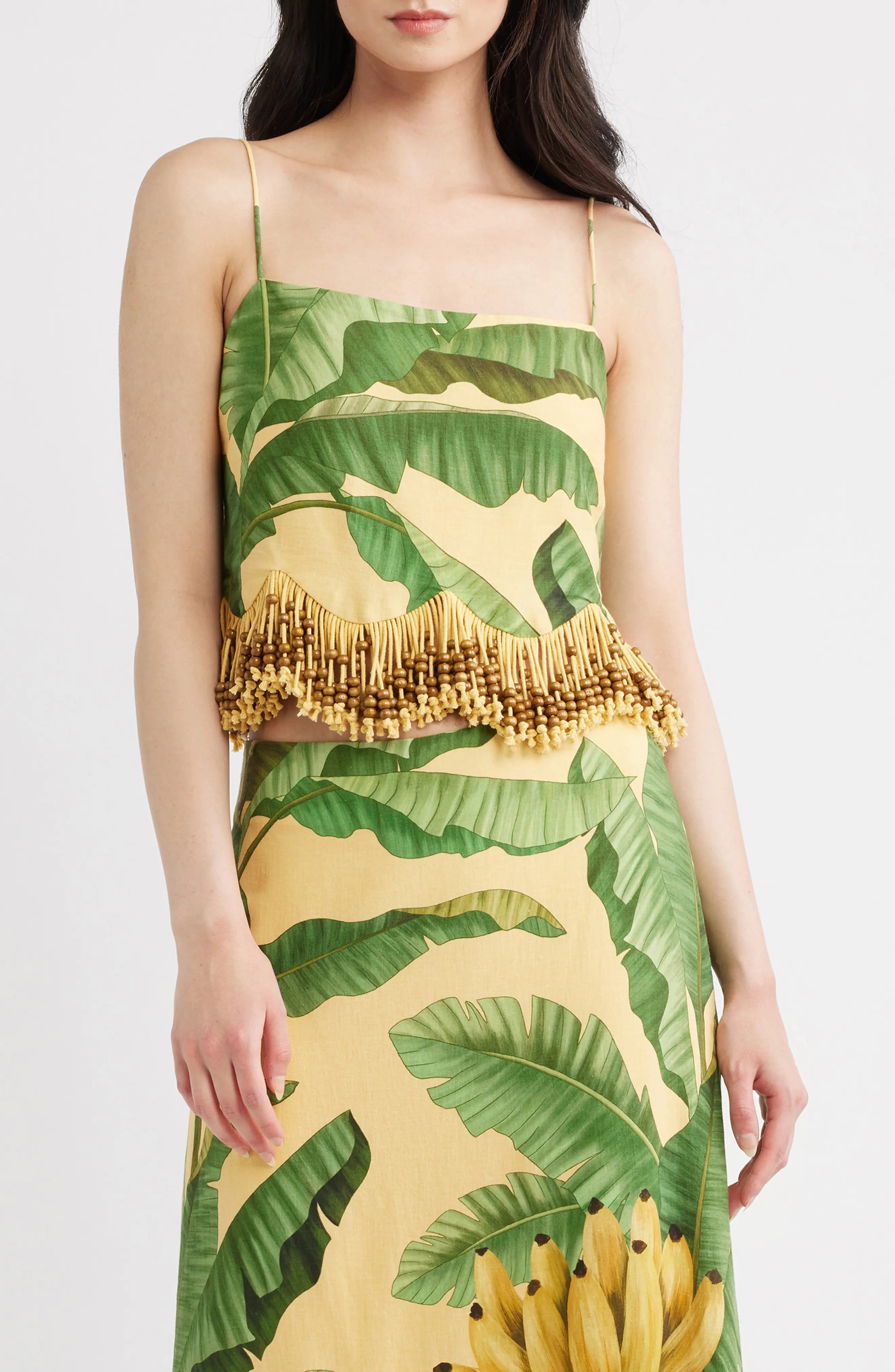 Botanical Fruit Print Beaded Fringe Top (Women) | Nordstrom | Nordstrom