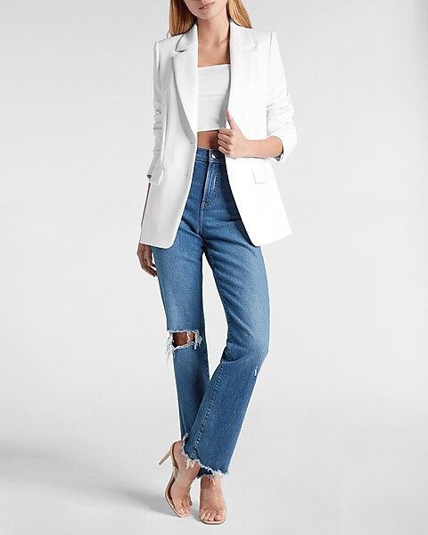 Supersoft Double Knit Two Button Boyfriend Blazer | Express