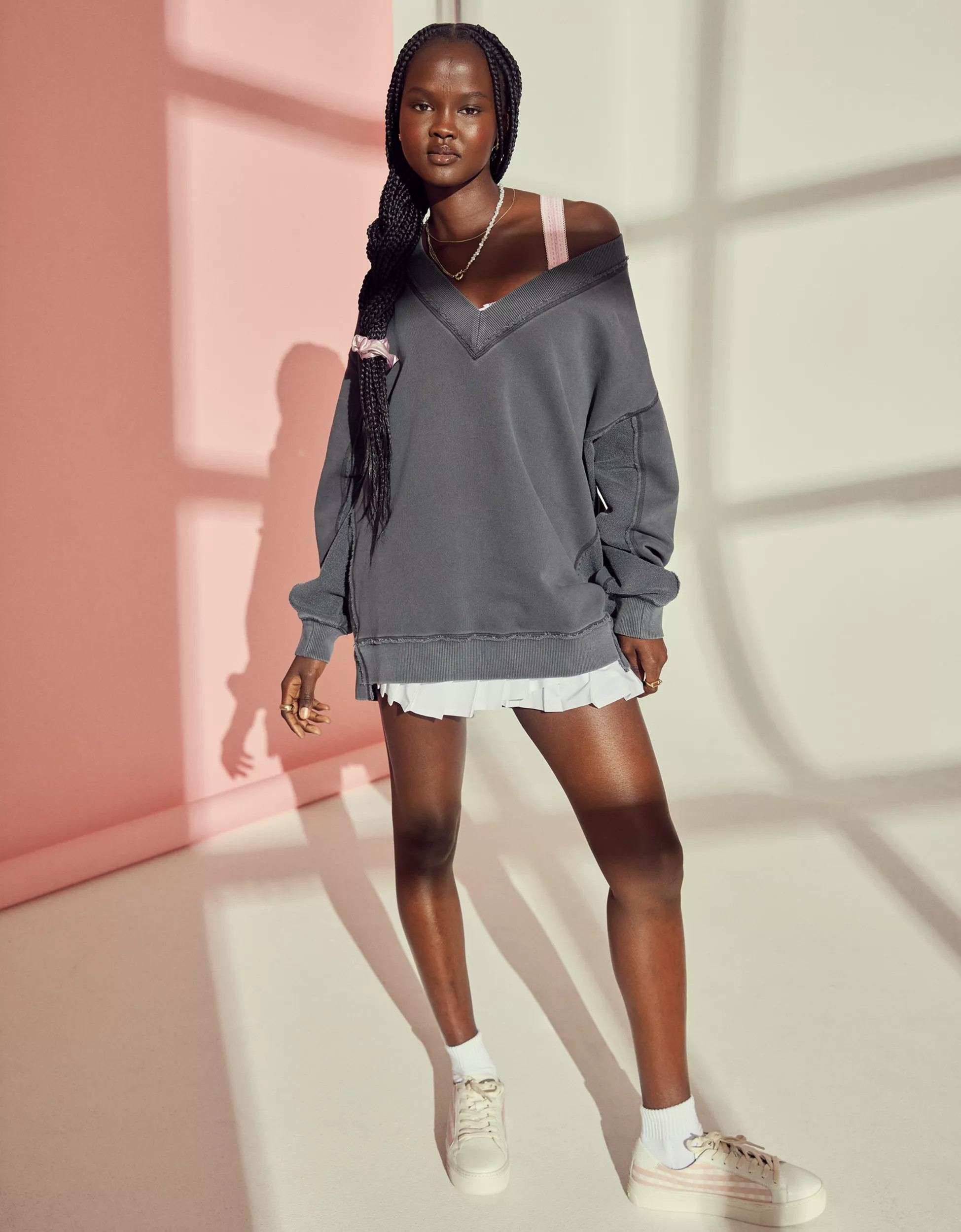 Aerie Vacay Every Day V Neck Sweatshirt | Aerie