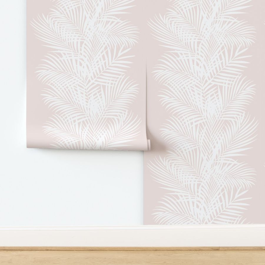 Wallpaper: Frond Petal Pink and White  | Spoonflower