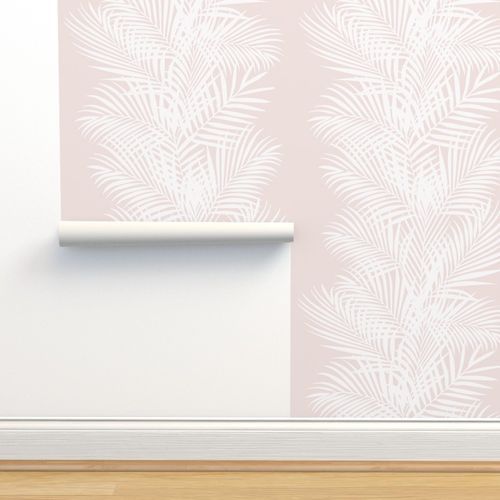 Wallpaper: Frond Petal Pink and White  | Spoonflower