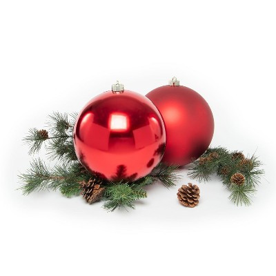 Every Day is Christmas 2 Pack of Large Oversize Christmas Red Ornament Balls, 20cm/7.9" Large Shatterproof Christmas Tree Ornaments Set (Red) | Target