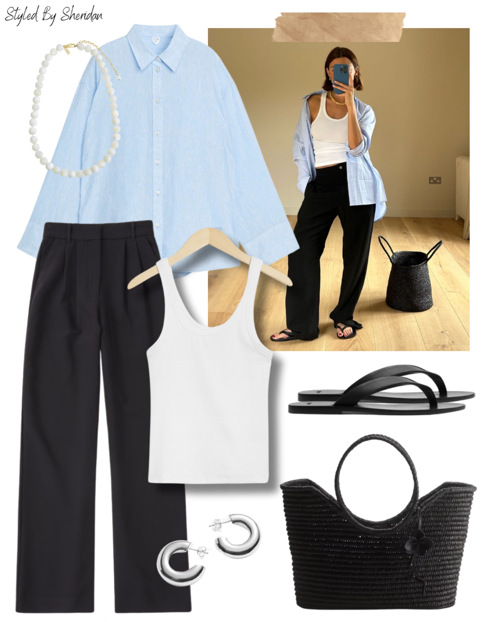 Get the look 📷 Styling a blue shirt open with a white vest top and black trousers for a cool/casual outfit 🖤

#LTKeurope #LTKstyletip #LTKuk