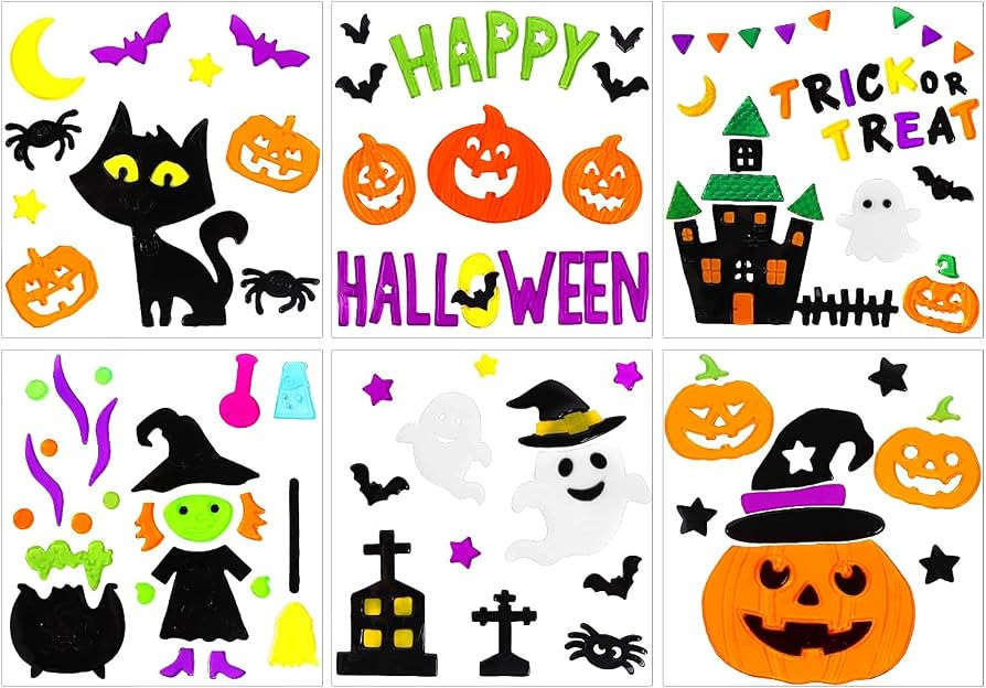 JOICEE 6 Sheets Halloween Gel Window Clings Window Decors | Amazon (US)