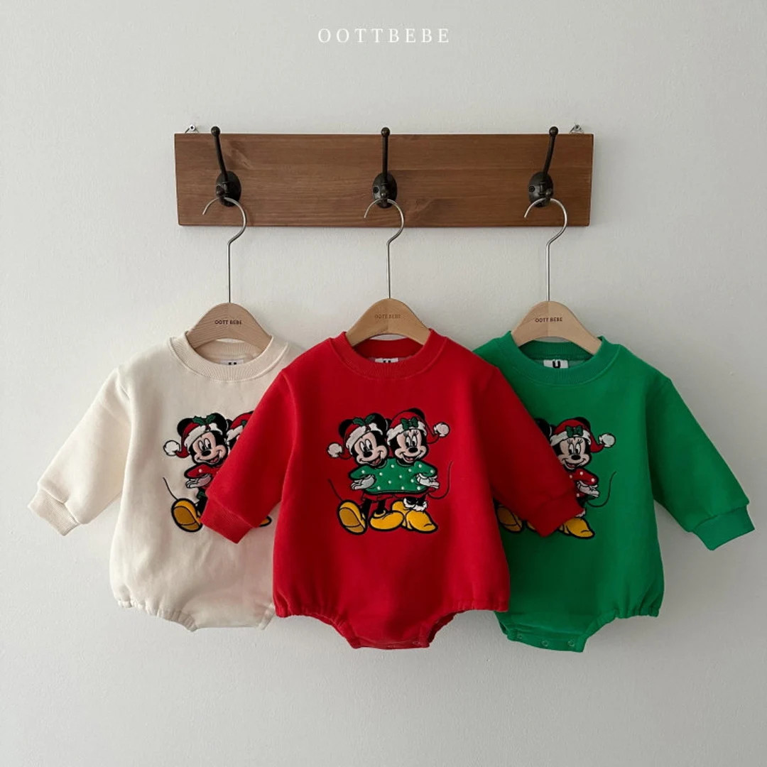 Christmas Minnie Romper, Christmas Mickey Romper, Fleece-lined Romper, Made in Korea - Etsy | Etsy (US)