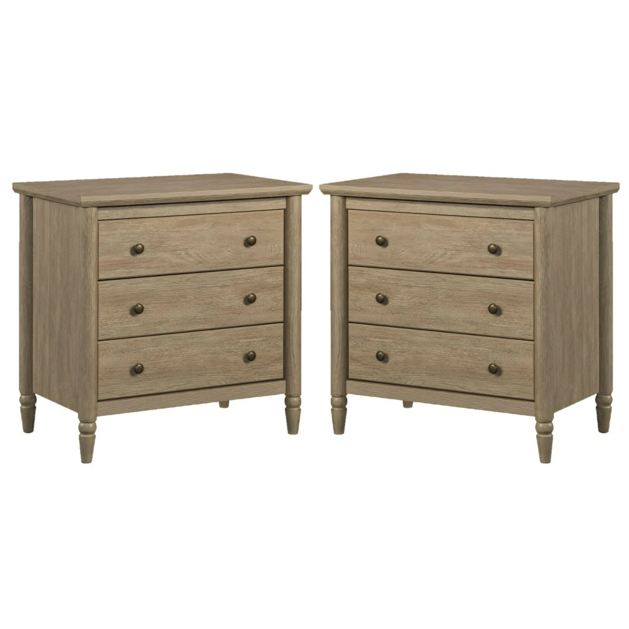 (2 pack) My Texas House Monroe 3 Drawer Nightstand with USB, Brushed Oak Finish | Walmart (US)