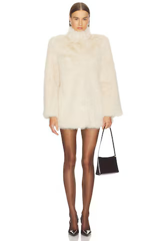 LOBA Brenda Faux Fur Coat in Ivory from Revolve.com | Revolve Clothing (Global)