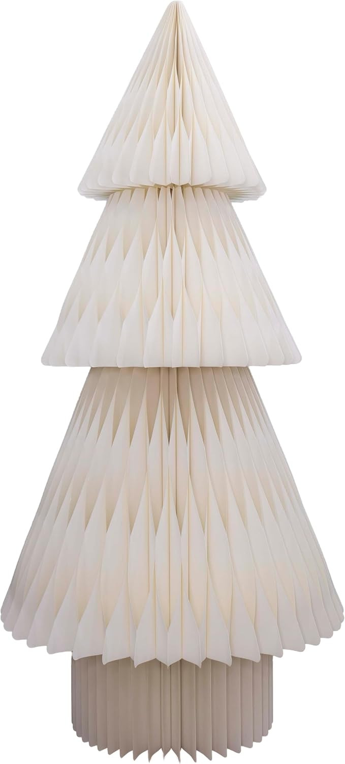 70" Off-White Paper Christmas Tree – Giant Honeycomb & Cardboard Style 3D Foldable Holiday Decoration, Elegant Ivory Wedding & Party Centerpiece, Reusable Eco-Friendly Décor | Amazon (US)