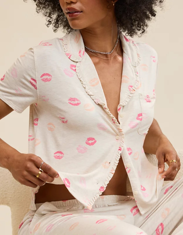 Aerie Real Soft® Ruffle Pajama Shirt | American Eagle Outfitters (US & CA)