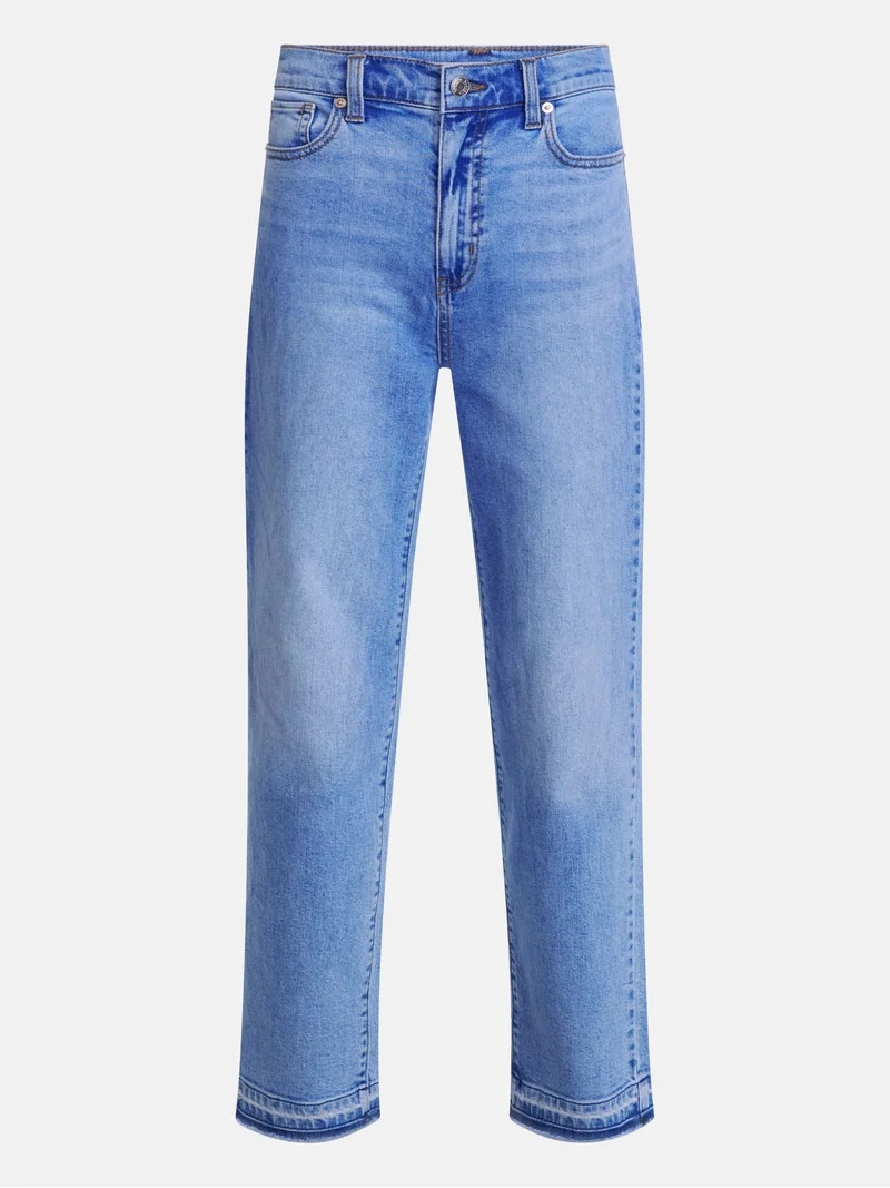 Scenario Women's and Women's Plus High Rise Straight Leg Let Down Hem Jeans, 29" Inseam, Sizes 0-... | Walmart (US)
