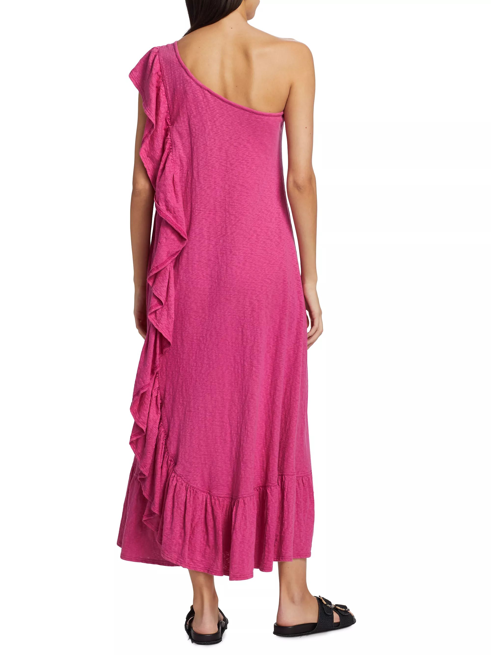 Elisa One-Shoulder Cotton Midi-Dress | Saks Fifth Avenue