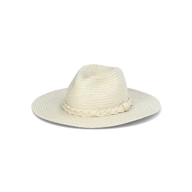 Time and Tru Women’s Braided Woven Straw Fedora Hat | Walmart (US)