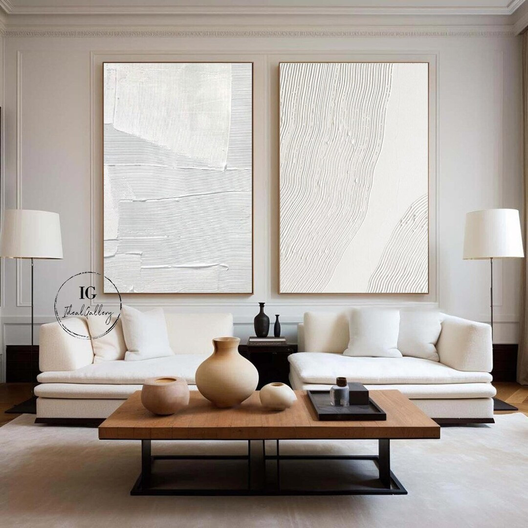 Set of 2 white Abstract Art White Wabi-Sabi Wall Art white Textured Wall Art Set of 2 white Wall... | Etsy (US)