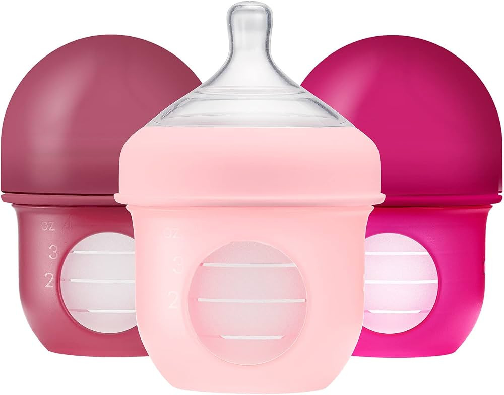 Boon Nursh Reusable Silicone Baby Bottles with Collapsible Silicone Pouch Design - Everyday Baby ... | Amazon (US)