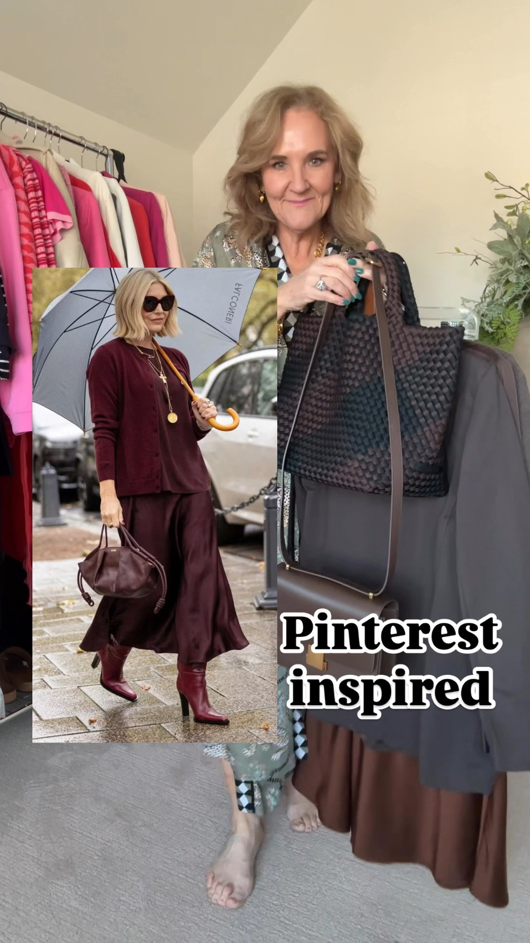 I love anything Petra Dieners puts together. I decided the  mocha mousse color of the year would be a fun monochromatic look inspired by this burgandy. 

Grab pieces in same general color. If 3 different colors somehow it works better than just two. 

This quince sweater is fantastic. Yes a bit of a splurge but seriously I’ve never had a nicer sweater. I’m wearing a medium. 

Same with the leather bag. It is gorgeous. 

Amazon maxi skirt size large 
Quince blouse size large 
Boots I size up 1/2. They’re on sale! 

Pinterest inspired cashmere sweater slip skirt dolce vita 

#LTKOver40 #LTKItBag #LTKWorkwear