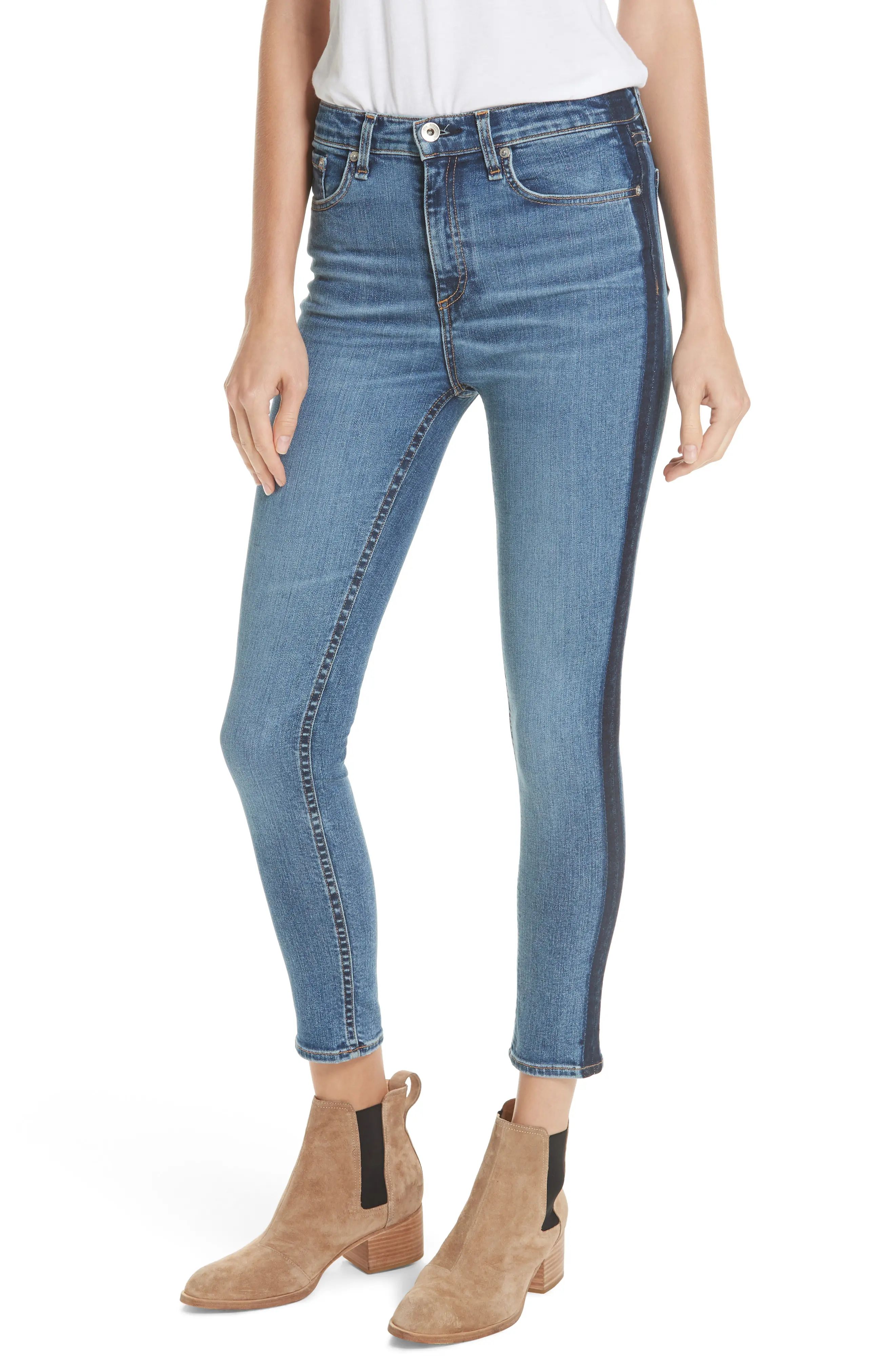 rag & bone/JEAN Side Stripe Skinny Jeans (Indigo Tux) | Nordstrom