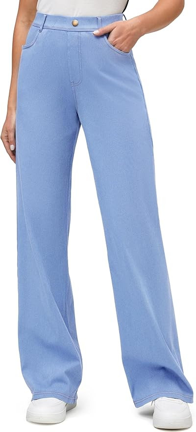 IUGA Wide Leg Jeans Woman Stretchy Sweatpant Jeans Women Pull On Baggy Jean High Waisted Trendy S... | Amazon (US)