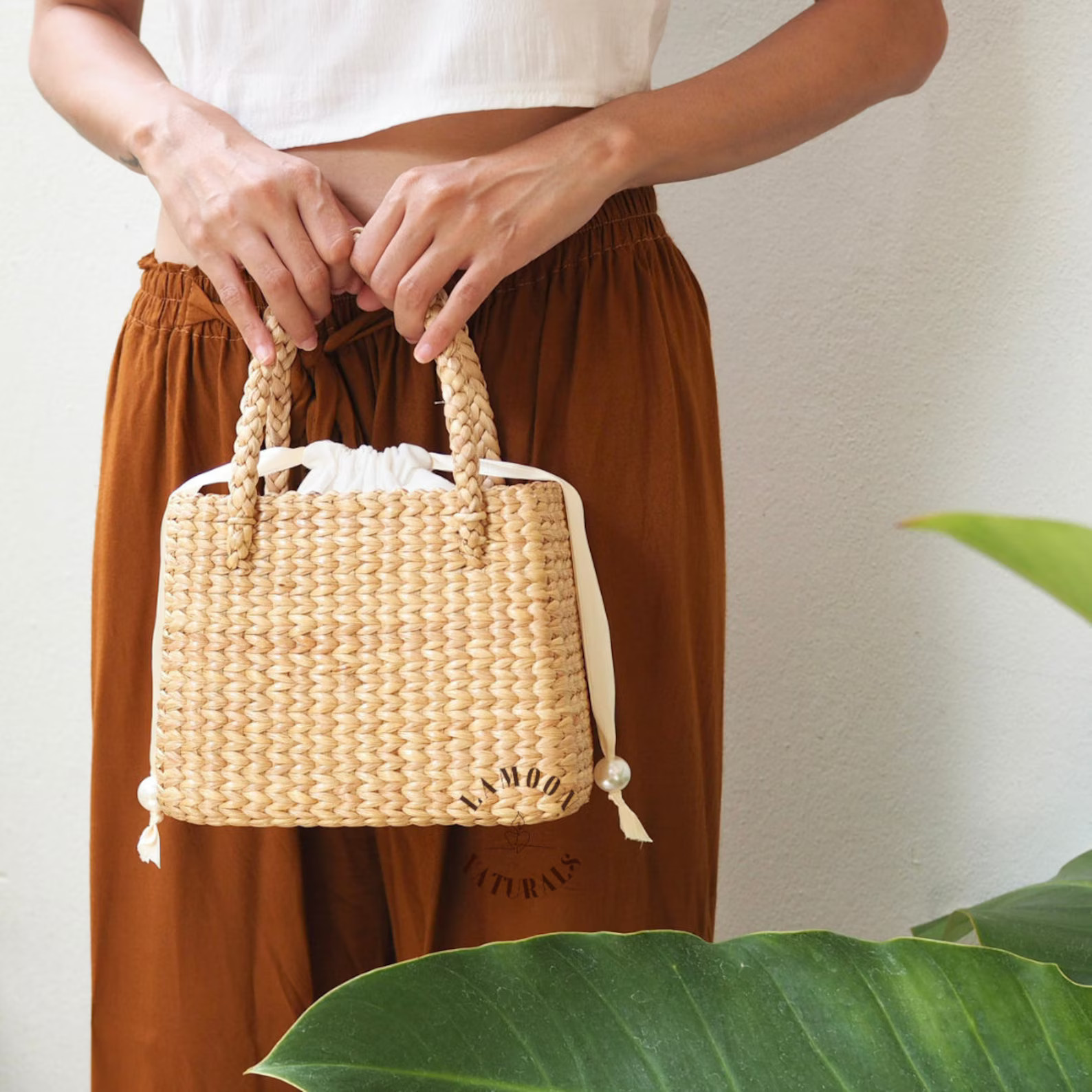 Handmade Straw Purse for Women in Summer Handbag Style With Pearl Beads From Thailand. - Etsy | Etsy (US)